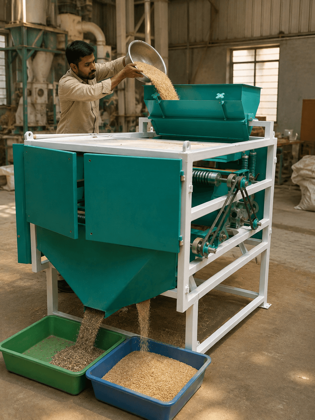 Destoner Machine in use